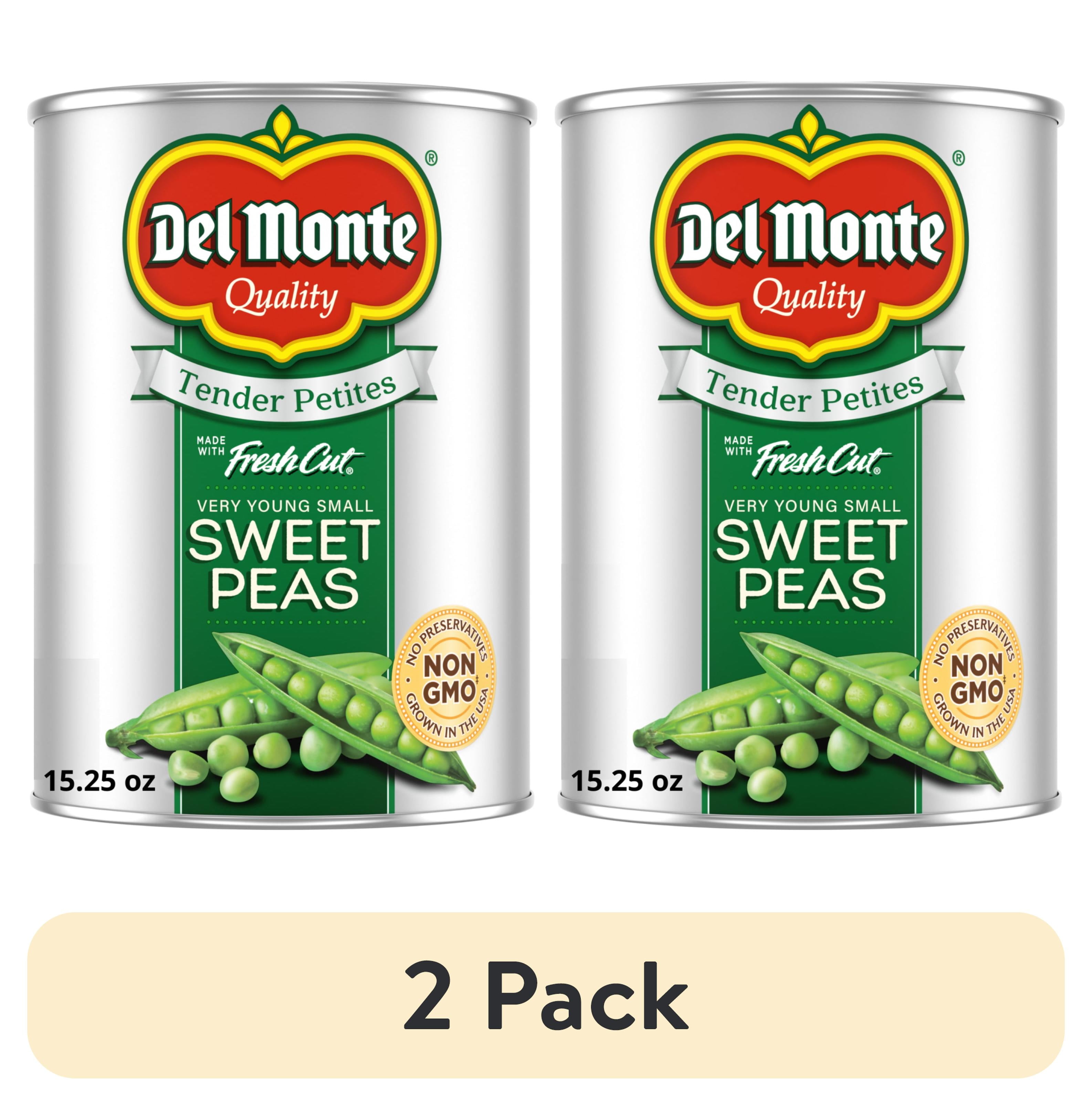 (2 pack) Del Monte Very Young Small Sweet Peas 15.25 oz Can, Canned Vegetables