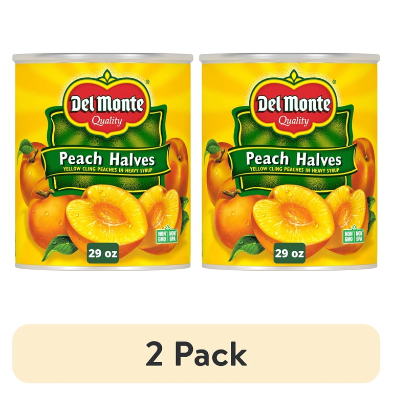 2 pack) Del Monte Yellow Cling Peach Halves, Canned Fruit, 29 oz