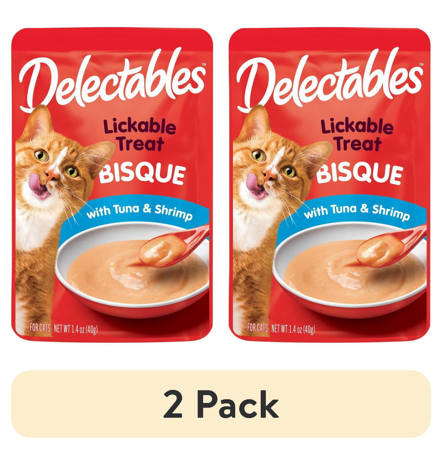 (2 pack) Delectables Bisque Tuna & Shrimp Lickable Treat for Cats, 1.4 oz
