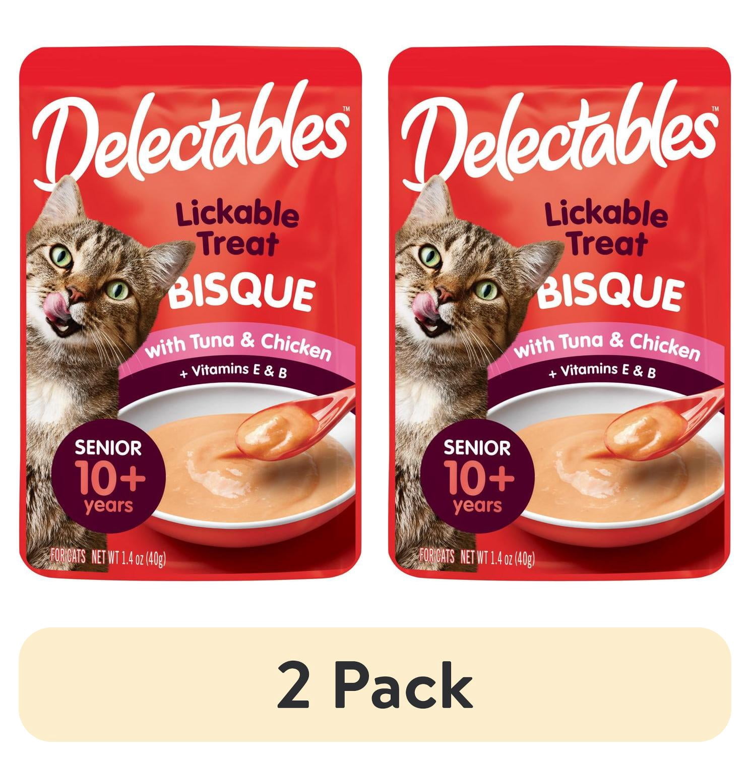 (2 pack) Delectables Lickable Cat Treats - Bisque Senior 10 yrs+ Tuna & Chicken, 1.4 Oz.