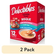 (2 pack) Delectables Lickable Cat Treats Bisque Variety Pack, 12 Count (16.8 oz.)