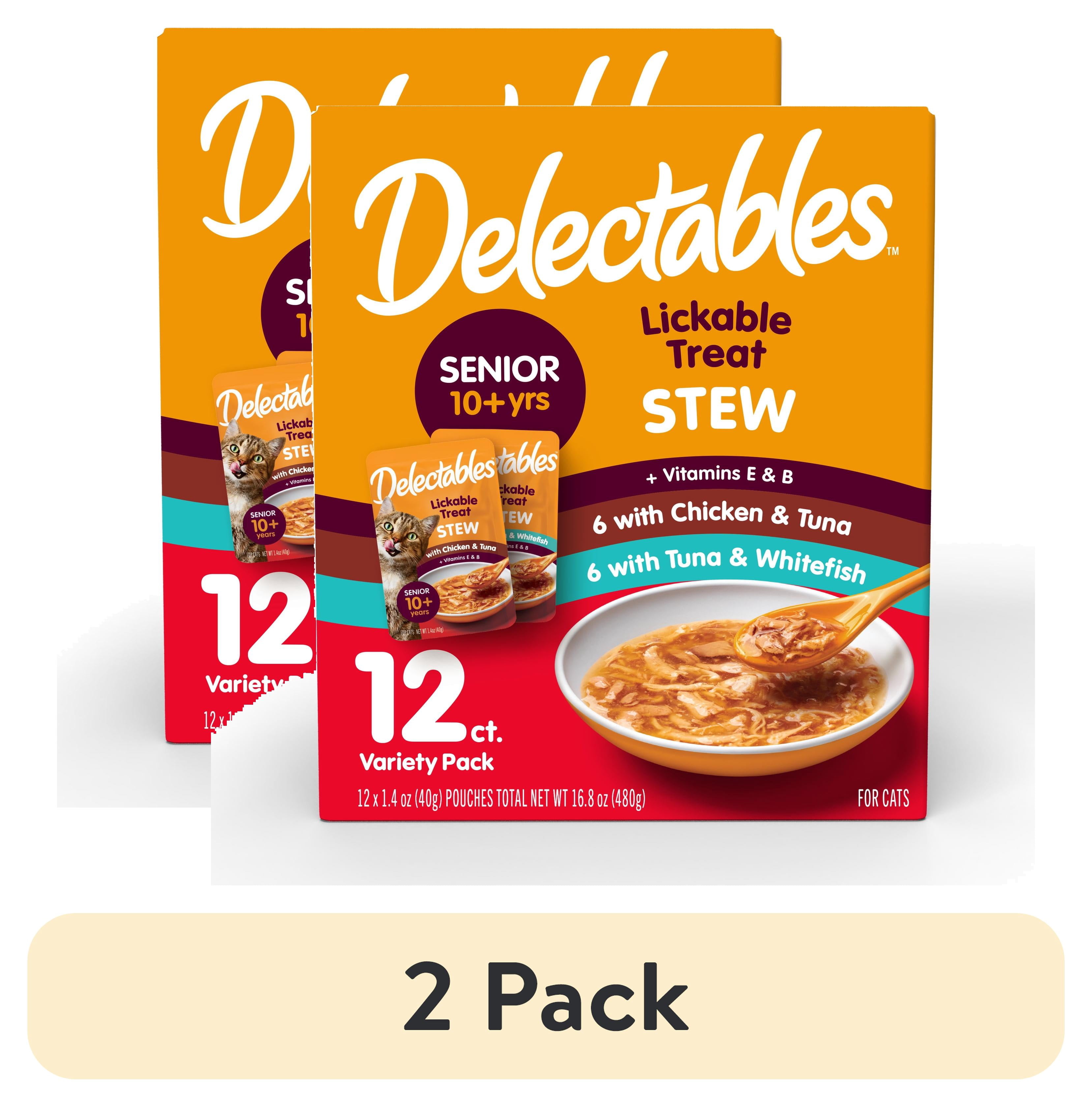 (2 pack) Delectables Stew Senior 10+ Variety Pack Lickable Cat Treats, 12-Pack
