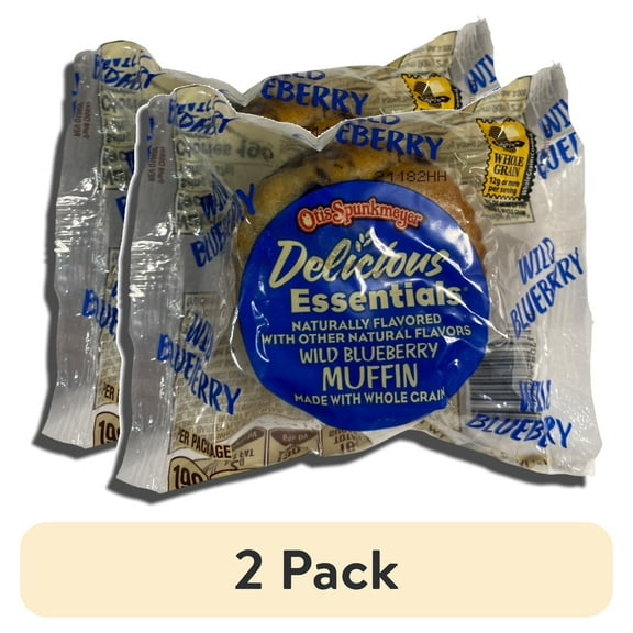 (2 pack) Delicious Essentials Wild Blueberry Muffins Individually Wrapped, 2 Oz, 12 Pack