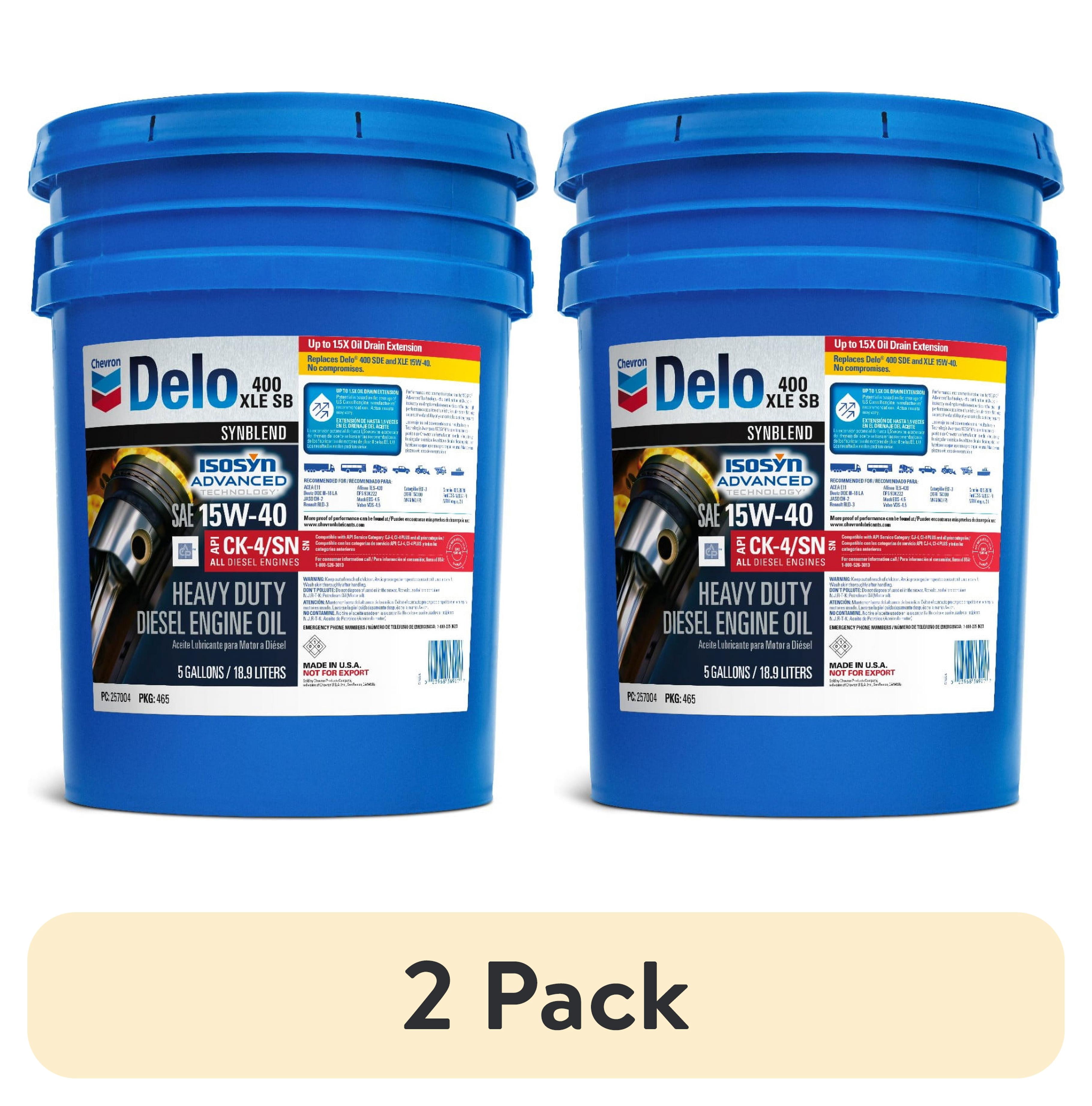 (2 pack) Delo 400 XLE SB Synthetic Blend SAE 15W-40 Heavy-Duty Diesel Motor Oil 5 Gallon
