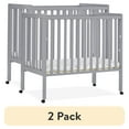 thumbnail image 1 of (2 pack) Delta Children Lee Portable Folding Mini Crib with 1.5-Inch Mattress - Greenguard Gold Certified, Grey, 1 of 17