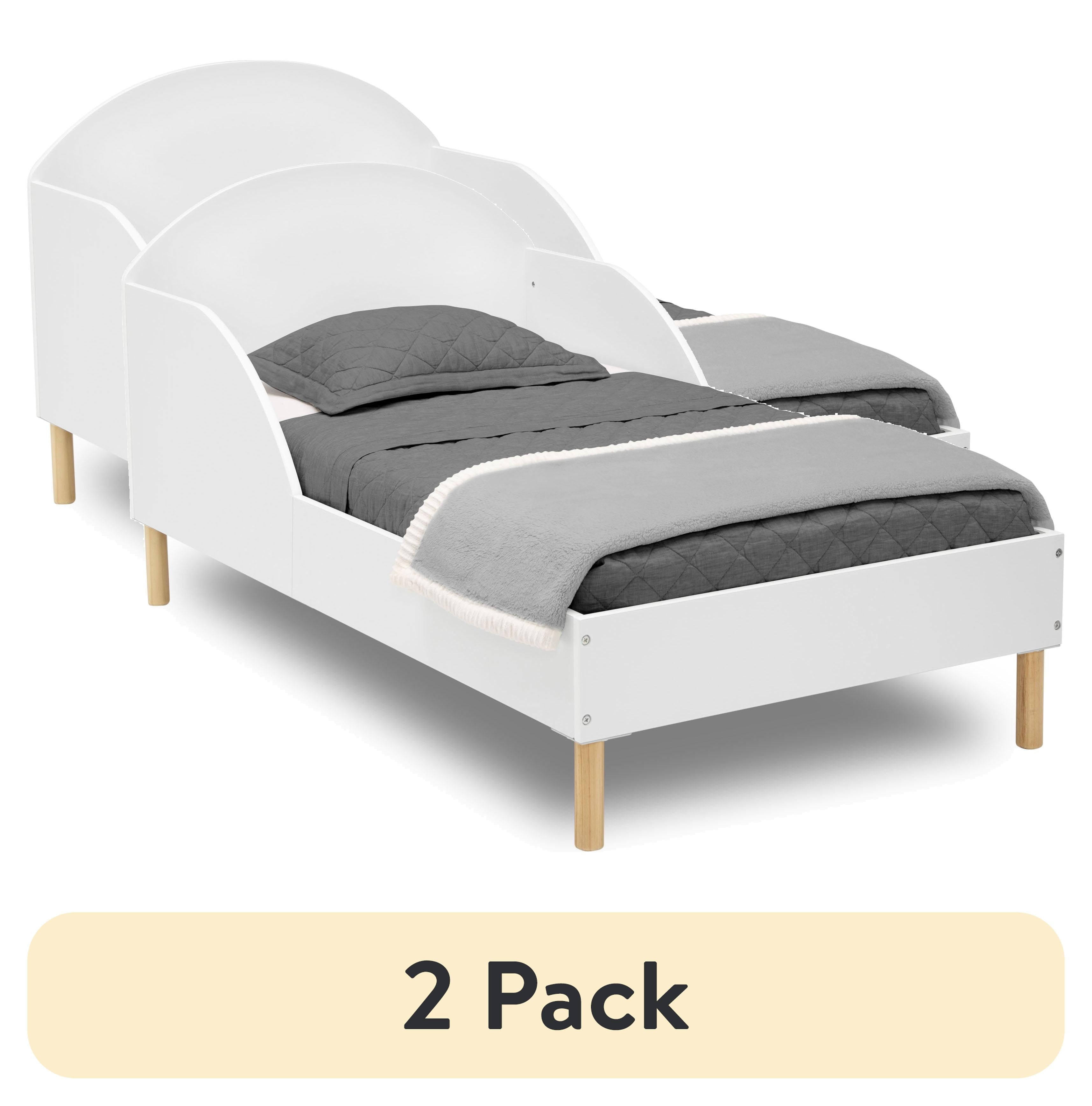 (2 pack) Delta Children Reese Wood Toddler Bed - Greenguard Gold Certified, Bianca White