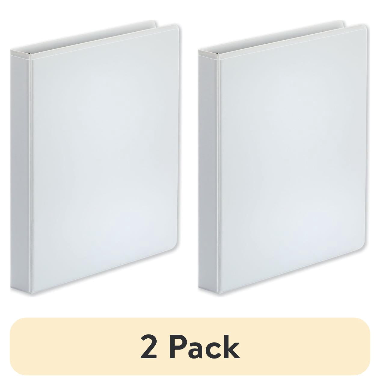 (2 pack) Universal Comfort Grip Deluxe Plus 1" 3-Ring View Binders D-Ring White with Transparent Cover