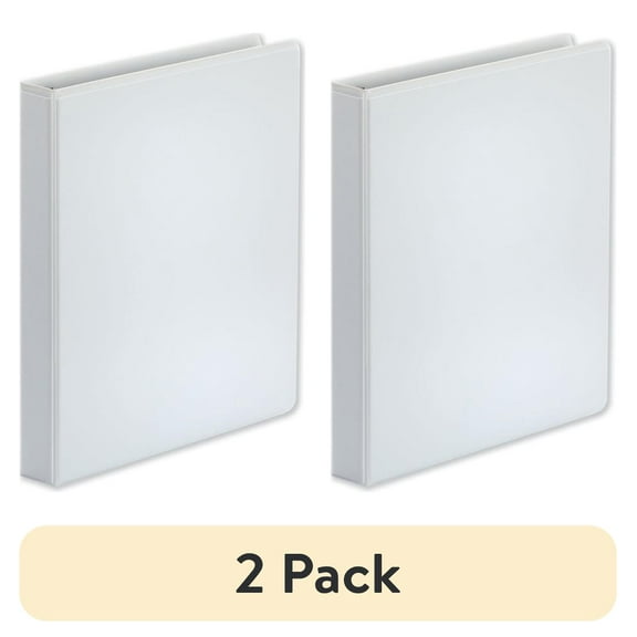 (2 pack) Universal Comfort Grip Deluxe Plus 1" 3-Ring View Binders D-Ring White with Transparent Cover