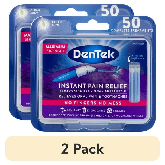 (2 pack) DenTek Adult Instant Pain Relief Kit Maximum Stregnth, 50 Each