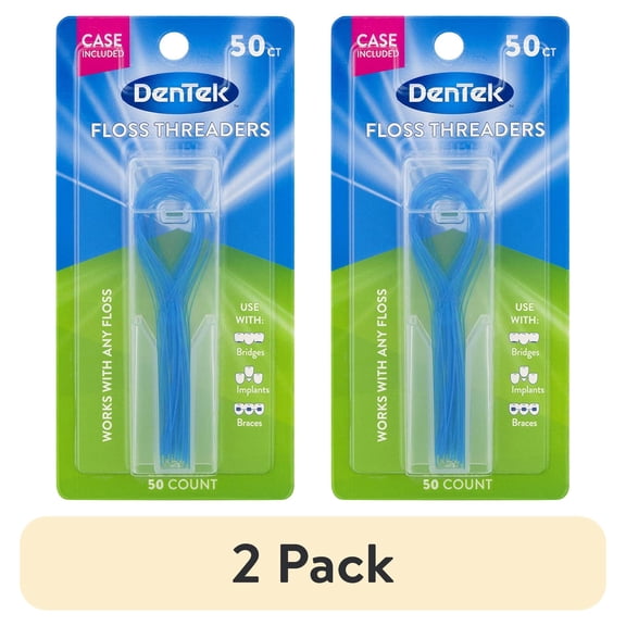 (2 pack) DenTek Floss Threaders, For Braces, Bridges, and Implants, 50 Count