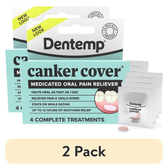 Dentemp Canker Cover - Canker Sore Medicine Pain Reliever, 4 Count