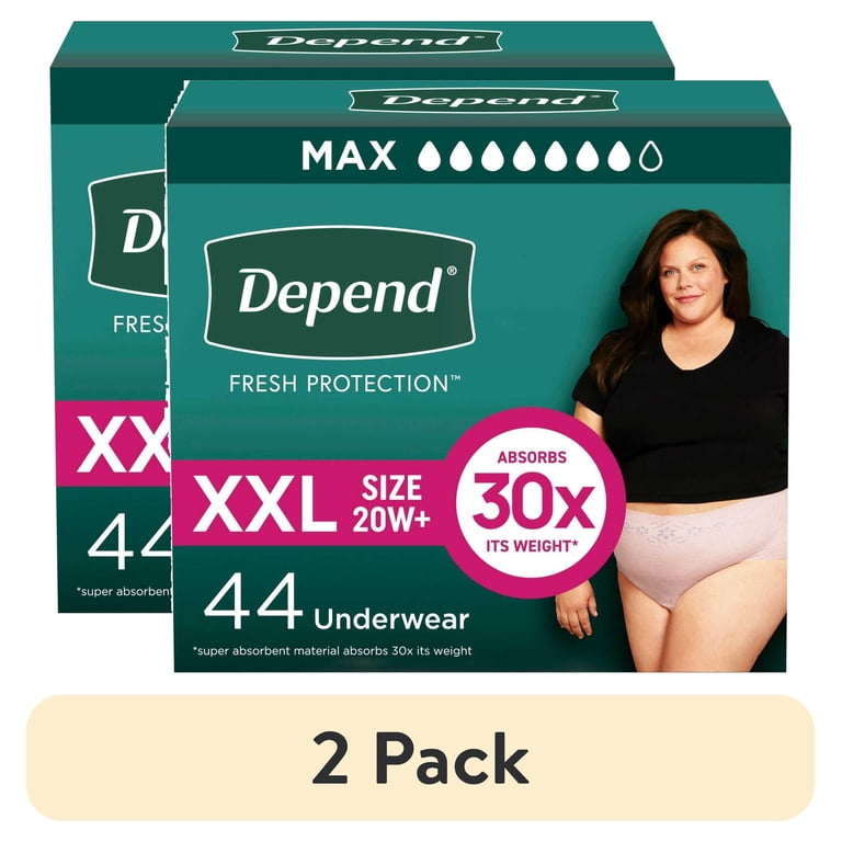 2 pack) Depend Fresh Protection Incontinence Underwear for Women