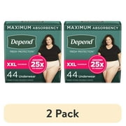 (2 pack) Depend Fresh Protection Incontinence Underwear for Women, Adult Diapers, XXL, 44 Count