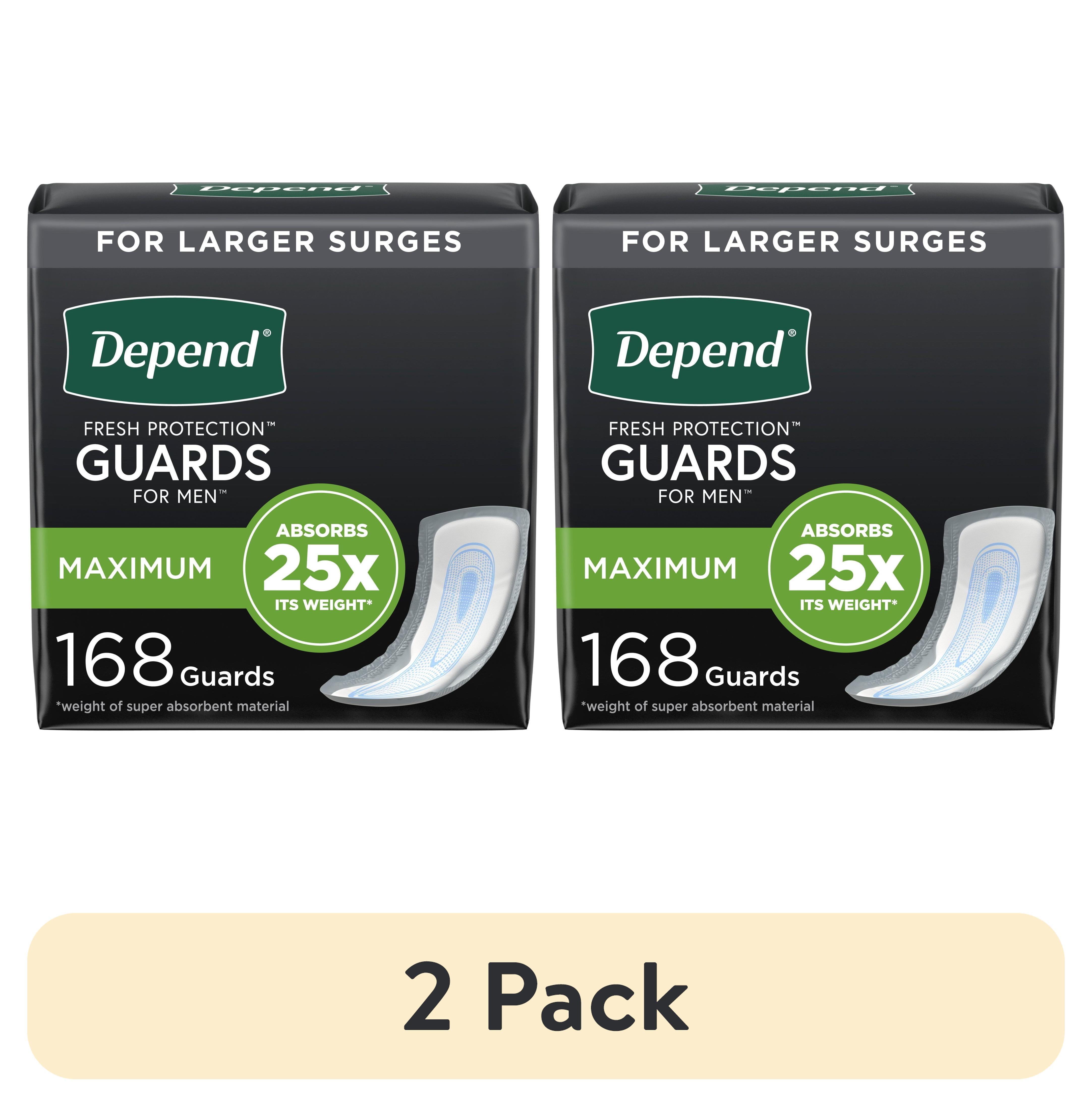 (2 pack) Depend Guards Incontinence Pads for Men, Maximum Absorbency, 168 Count