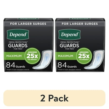 (2 pack) Depend Guards Incontinence Pads for Men, Maximum Absorbency, 84 Count