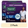 thumbnail image 1 of (2 pack) Depend Night Defense Incontinence Underwear for Men, Adult Diapers, L, 72 Count, 1 of 13
