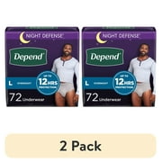 (2 pack) Depend Night Defense Incontinence Underwear for Men, Adult Diapers, L, 72 Count