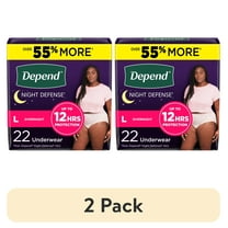(2 pack) Depend Night Defense Incontinence Underwear for Women, Adult Diapers, L, 22 Count