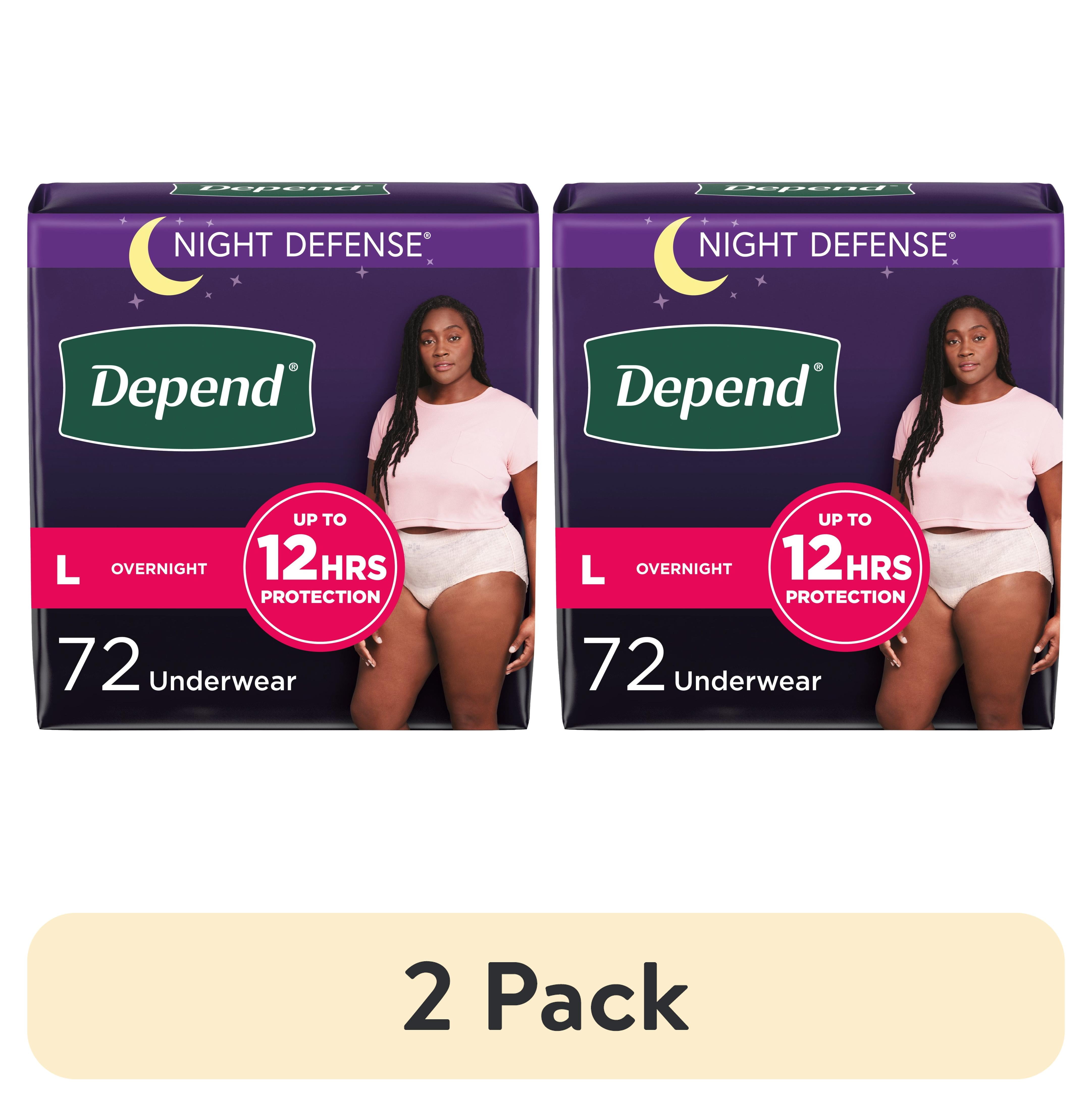 2 pack) Depend Night Defense Incontinence Underwear for Women