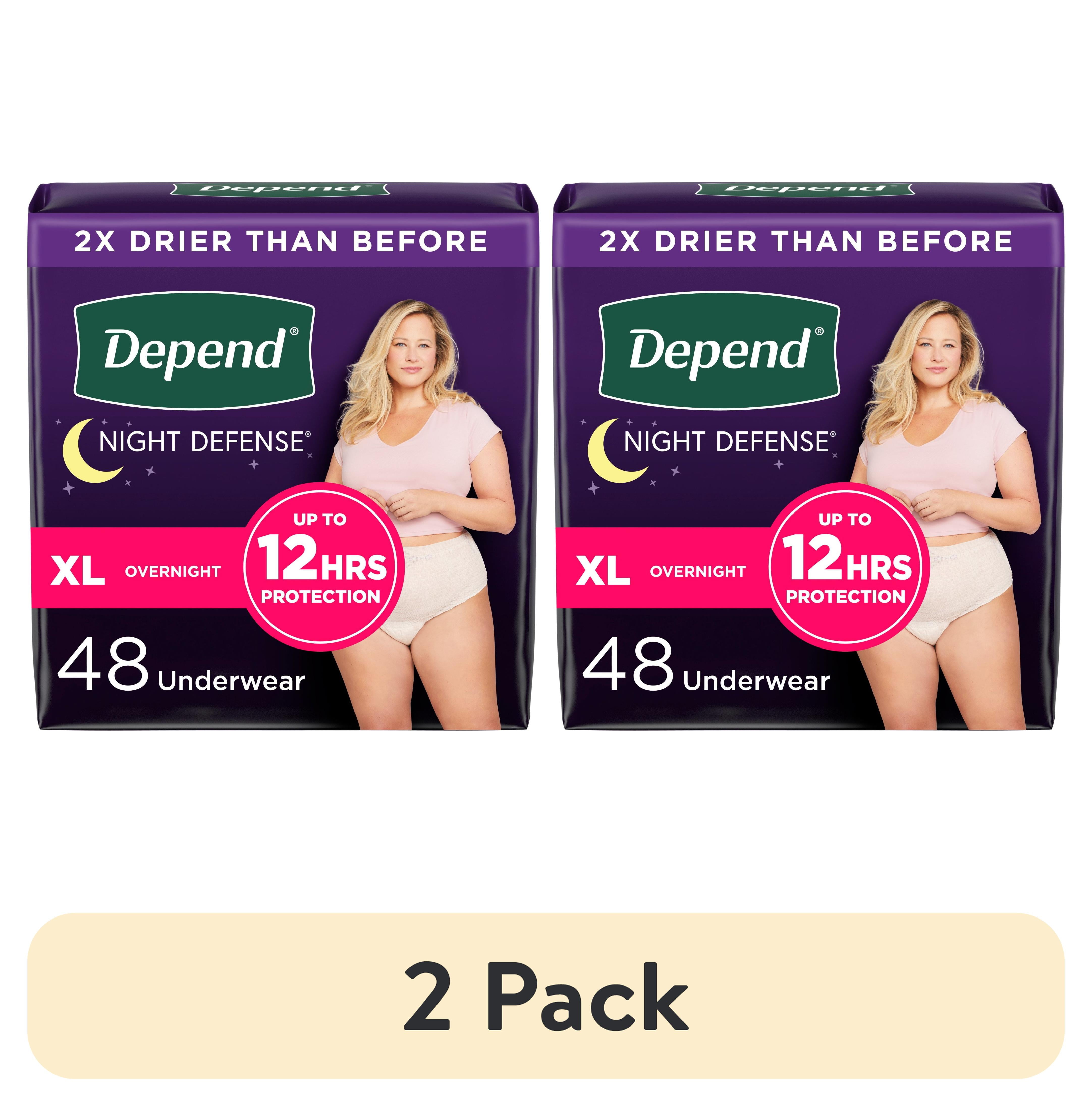 (2 pack) Depend Night Defense Incontinence Underwear for Women, Adult Diapers, XL (48 Count)