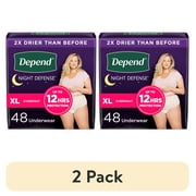 (2 pack) Depend Night Defense Incontinence Underwear for Women, Adult Diapers, XL, 48 Count
