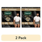 (2 pack) Depend Real Fit Incontinence Underwear for Men, Adult Diapers, L/XL, Grey, 12 Count