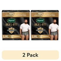 (2 pack) Depend Real Fit Incontinence Underwear for Men, Adult Diapers, L/XL, Grey, 12 Count