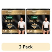 (2 pack) Depend Real Fit Incontinence Underwear for Men, Adult Diapers, S/M, Black, 56 Count