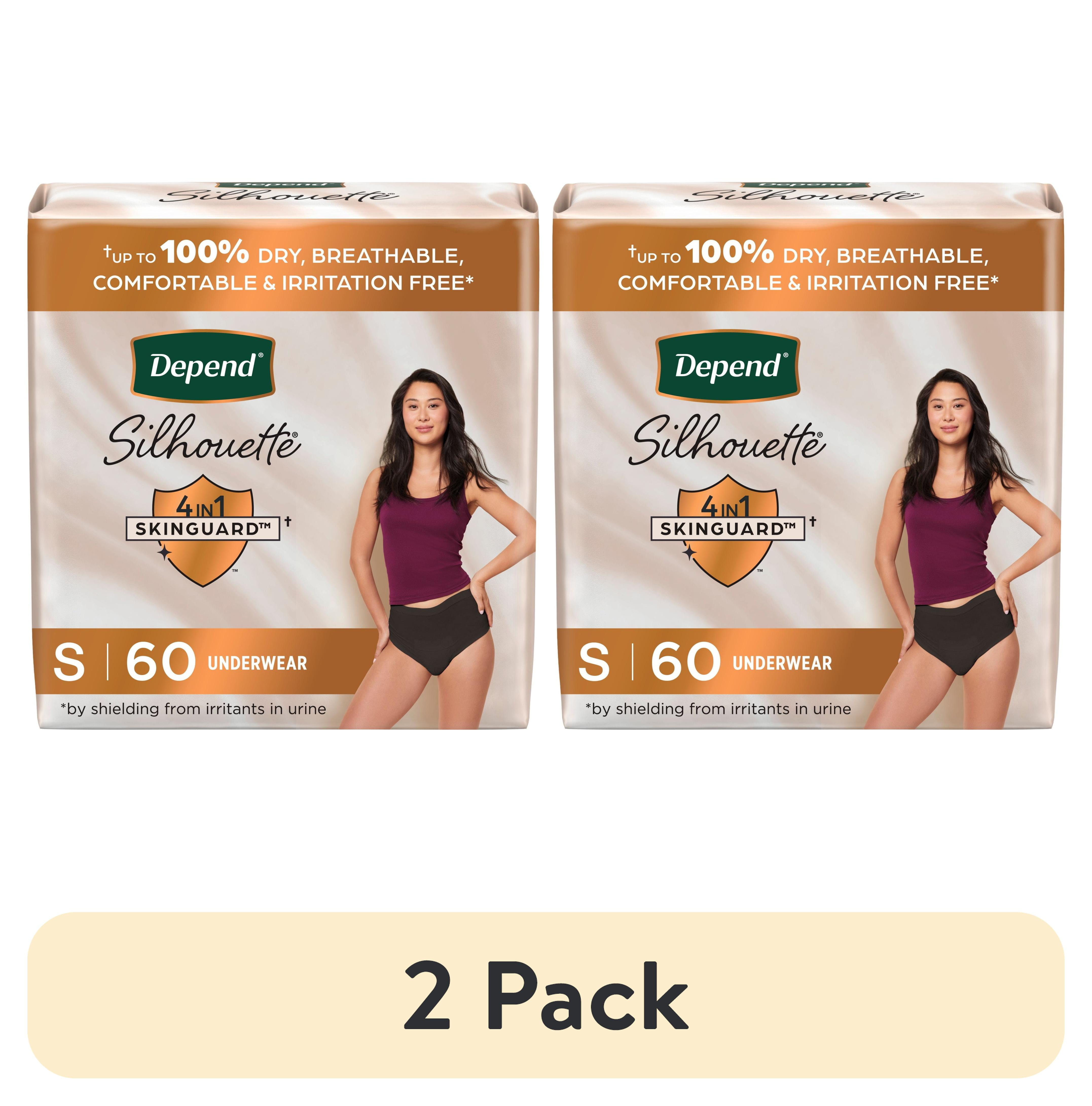 (2 pack) Depend Silhouette Women’s Incontinence & Postpartum Bladder Leak Underwear, S, 60 Count