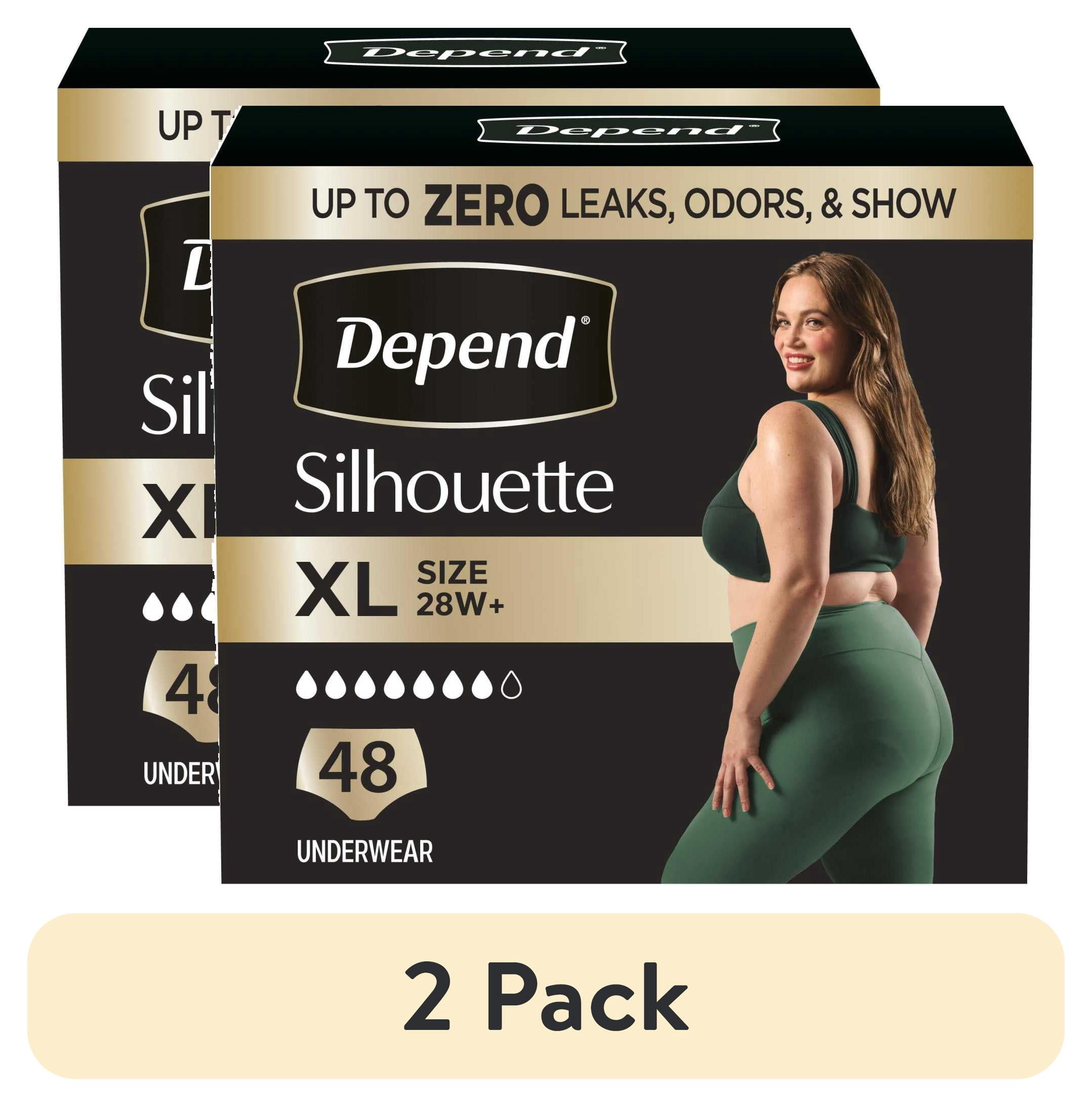 (2 pack) Depend Silhouette Women’s Incontinence & Postpartum Bladder Leak Underwear, XL, 48 Count