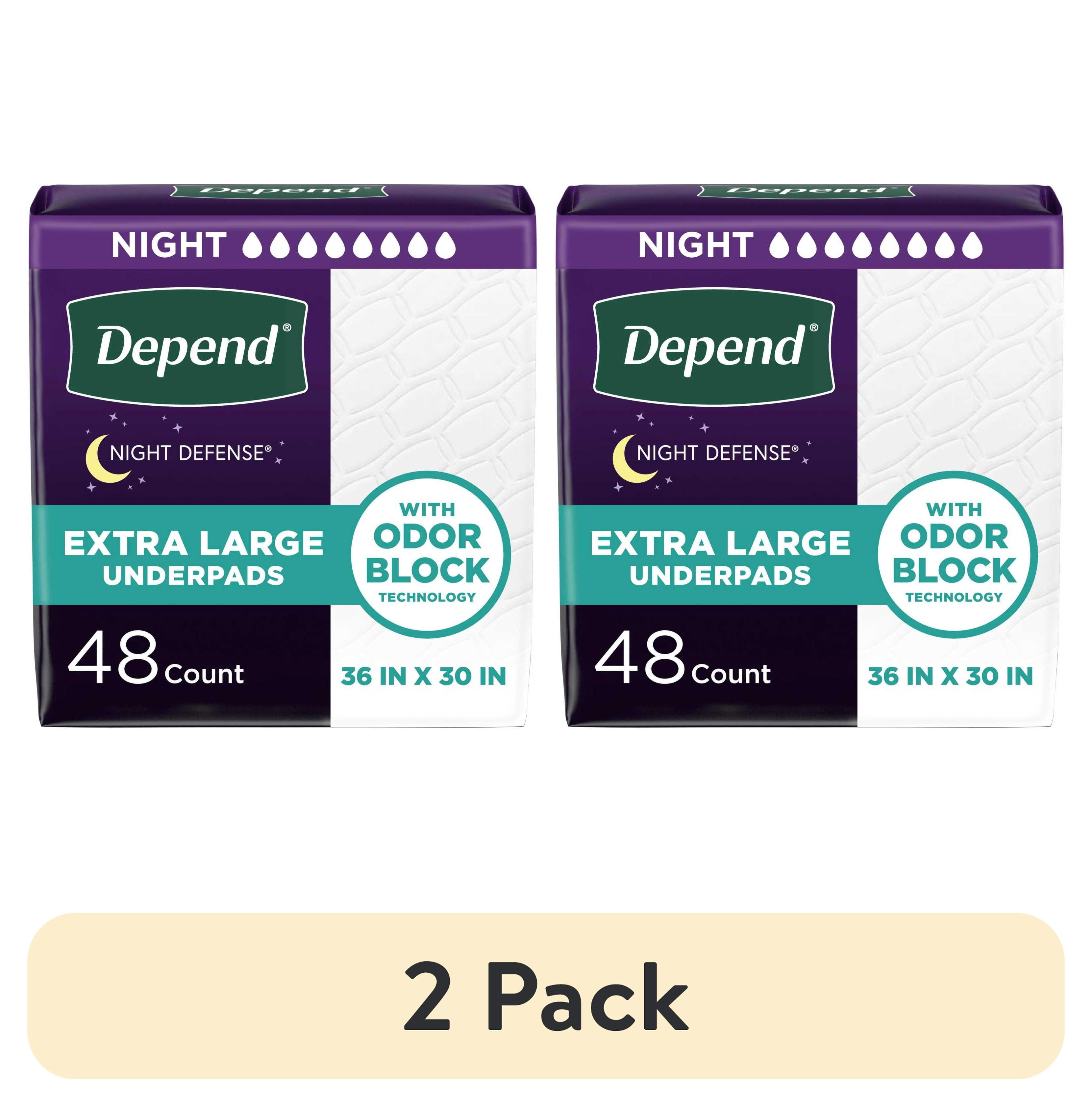 (2 pack) Depend Underpads XL, Disposable Incontinence Bed Pads for Adults, 36" x 30", 48 Count