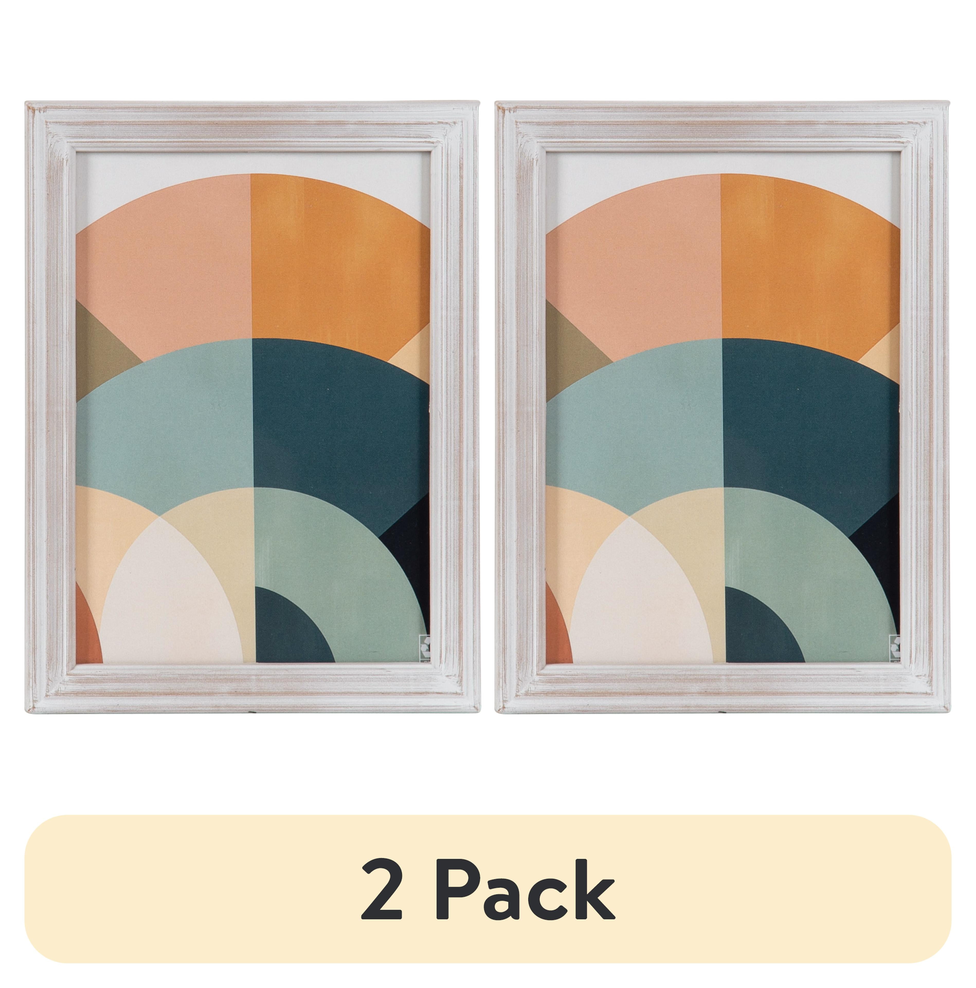 (2 pack) DesignOvation 5x7 Casual Distressed White Decorative Tabletop Picture Frame