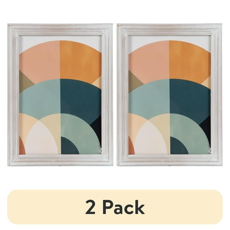 (2 pack) DesignOvation 5x7 Casual Distressed White Decorative Tabletop Picture Frame