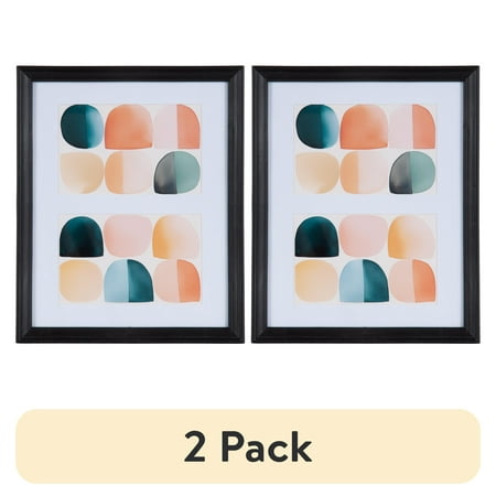 (2 pack) DesignOvation 8x10 Matted for (2) 4x6 Casual Black Decorative Tabletop Picture Frame