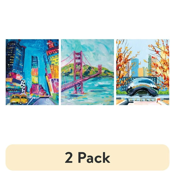(2 pack) DesignOvation City Brights Unframed Art Prints 8” x 10” Set of 3 by Rachel Christopoulos