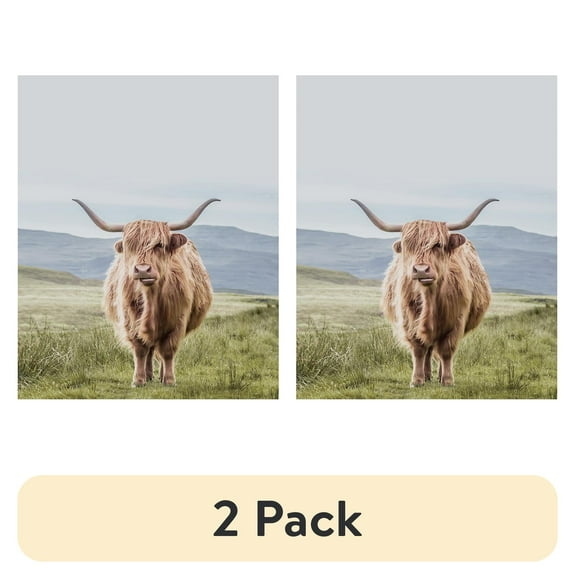 (2 pack) DesignOvation Highland Cow Unframed Art Prints 8” x 10” Set of 3 by The Creative Bunch Studio