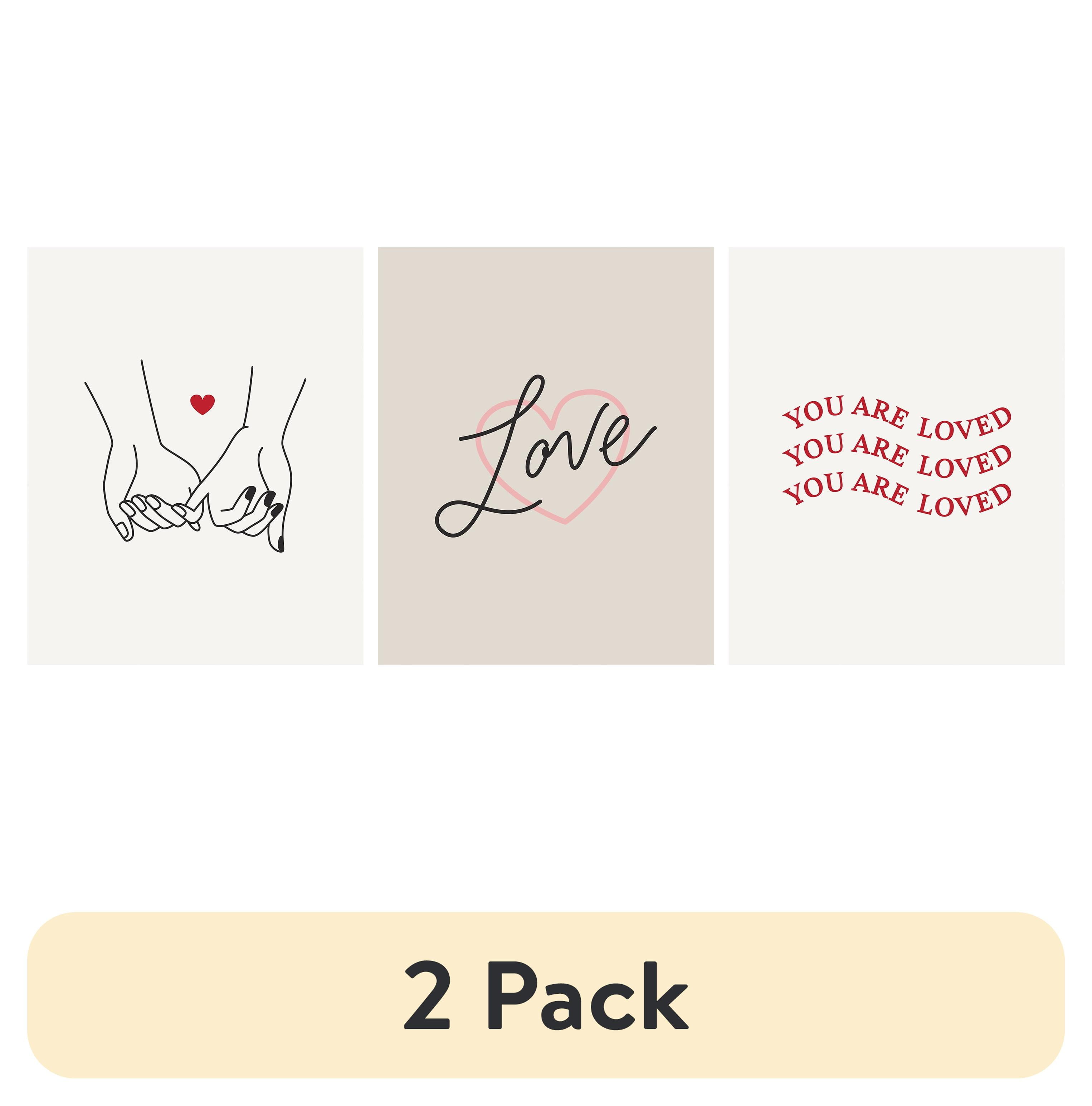 (2 pack) DesignOvation Love Simple Unframed Art Prints 8” x 10” Set of 3 by The Creative Bunch Studio