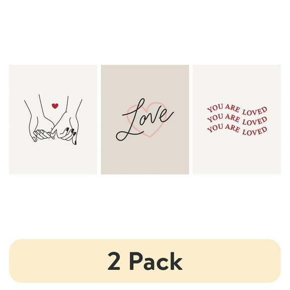 (2 pack) DesignOvation Love Simple Unframed Art Prints 8” x 10” Set of 3 by The Creative Bunch Studio