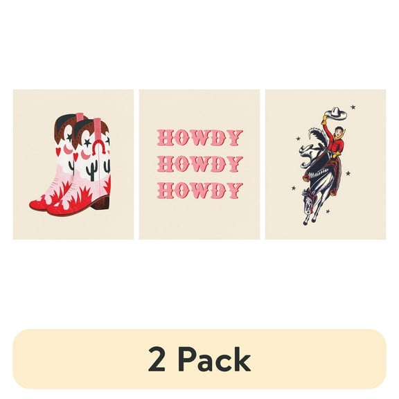 (2 pack) DesignOvation Western Unframed Art Prints 8” x 10” Set of 3 by Tania Garcia and Piddix