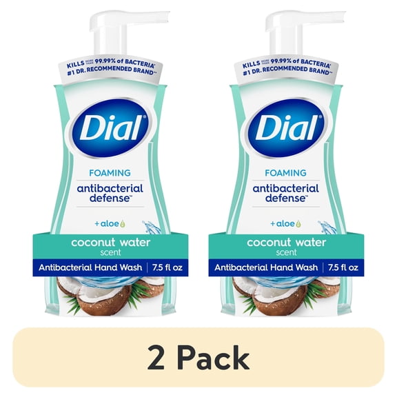 (2 pack) Dial Antibacterial Defense Coconut Water Scent Foaming Hand Soap, 7.5 fl oz