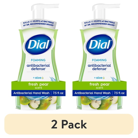 (2 pack) Dial Antibacterial Defense Fresh Pear Scent Foaming Hand Soap, 7.5 fl oz