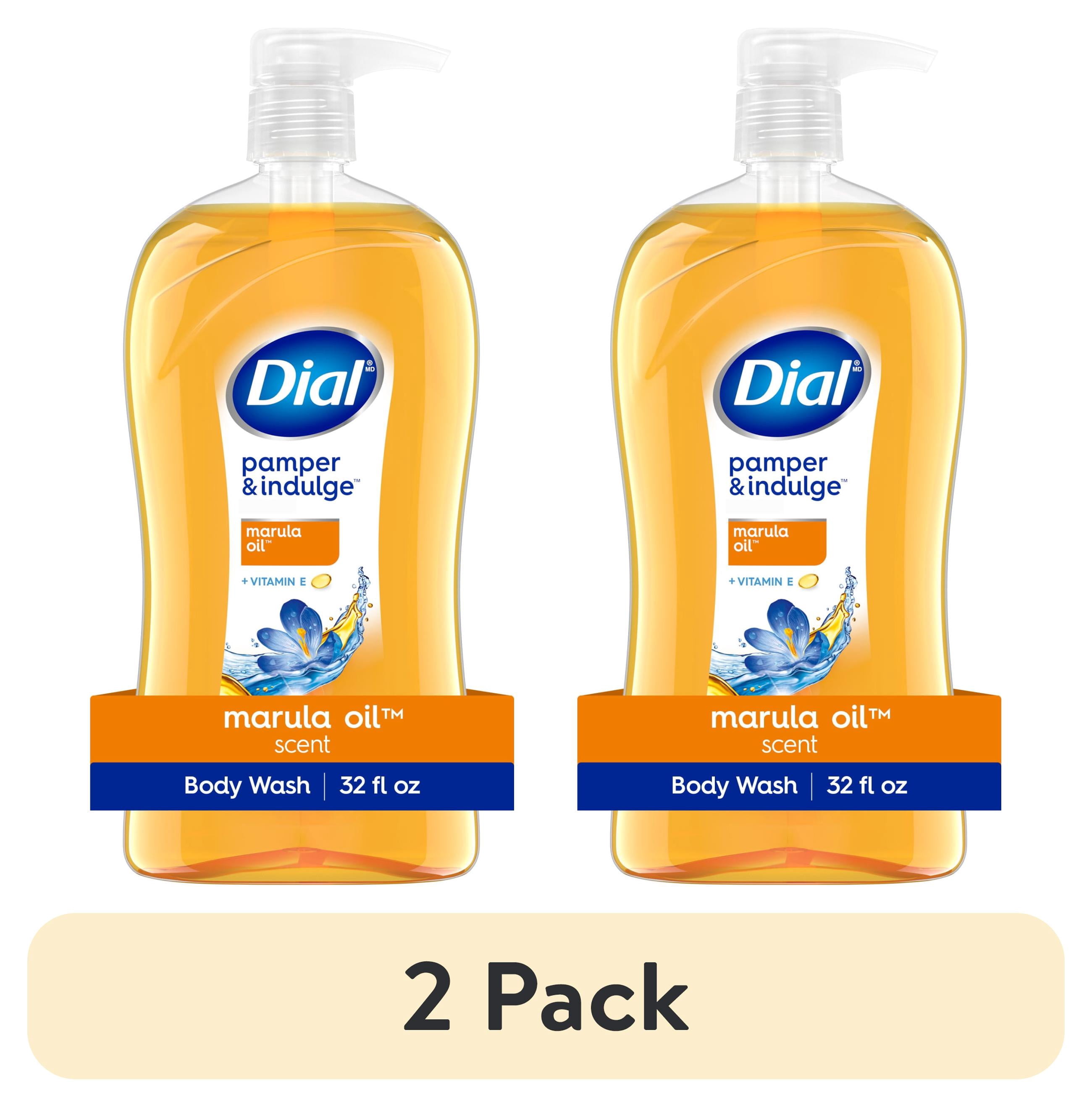 (2 pack) Dial Body Wash, Pamper & Indulge Marula Oil, 32 Fl Oz, Hydraclean Complex & Vitamin E, Gentle, Leaves Skin Feeling Nourished, Dermatologist-Tested, No Parabens & Sulfates