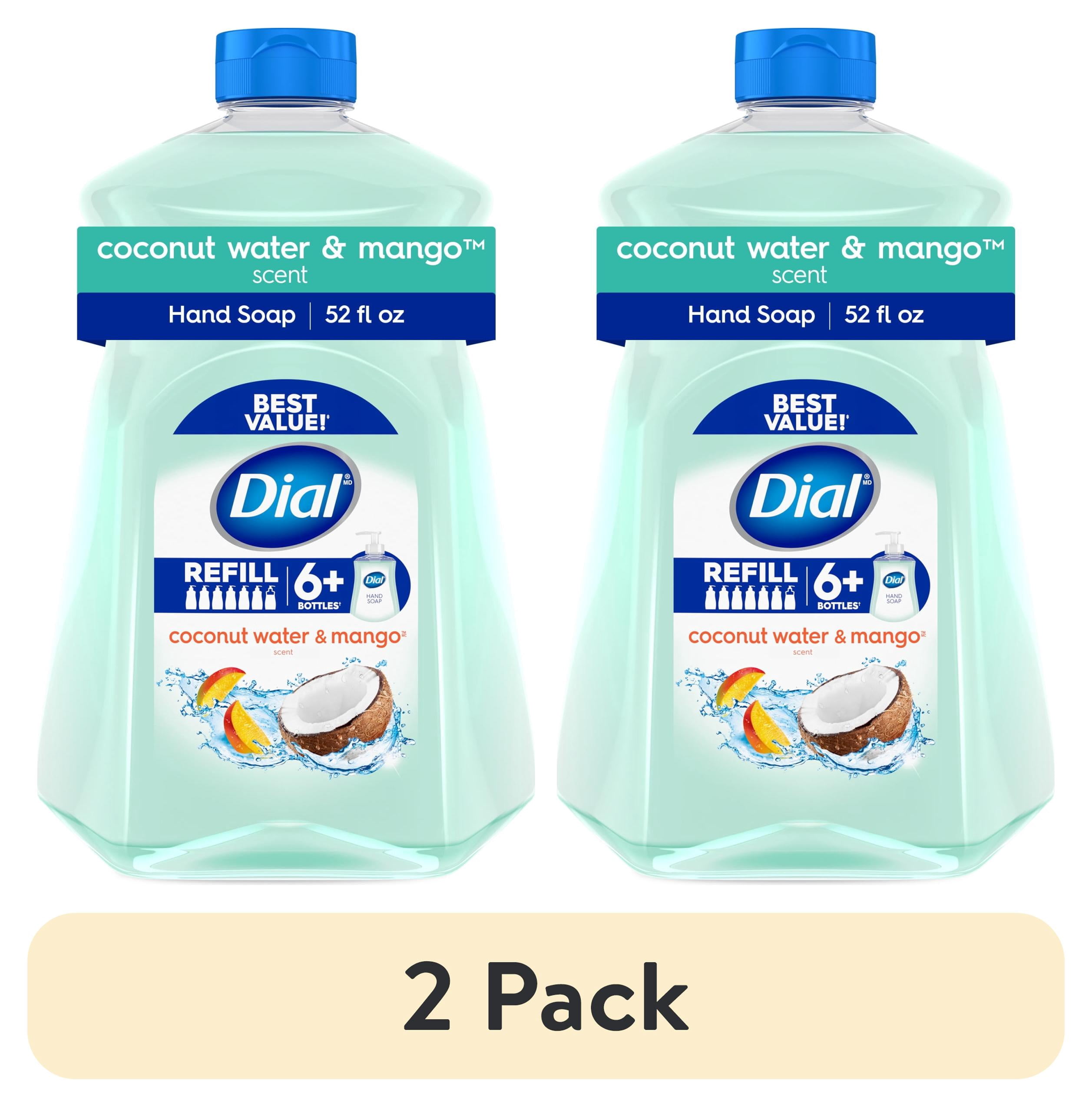 (2 pack) Dial Clean + Gentle Liquid Hand Soap Refill, Coconut Water & Mango Gentle Hand Soap, 52 oz