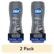(2 pack) Dial Gentle Exfoliating 2-In-1 Men's Face & Body Wash with Activated Charcoal, 16 fl oz