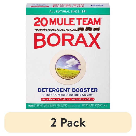 (2 pack) Dial Twenty Mule Team Borax Natural Laundry Booster and Multi-Purpose Only One, 65 Ounce