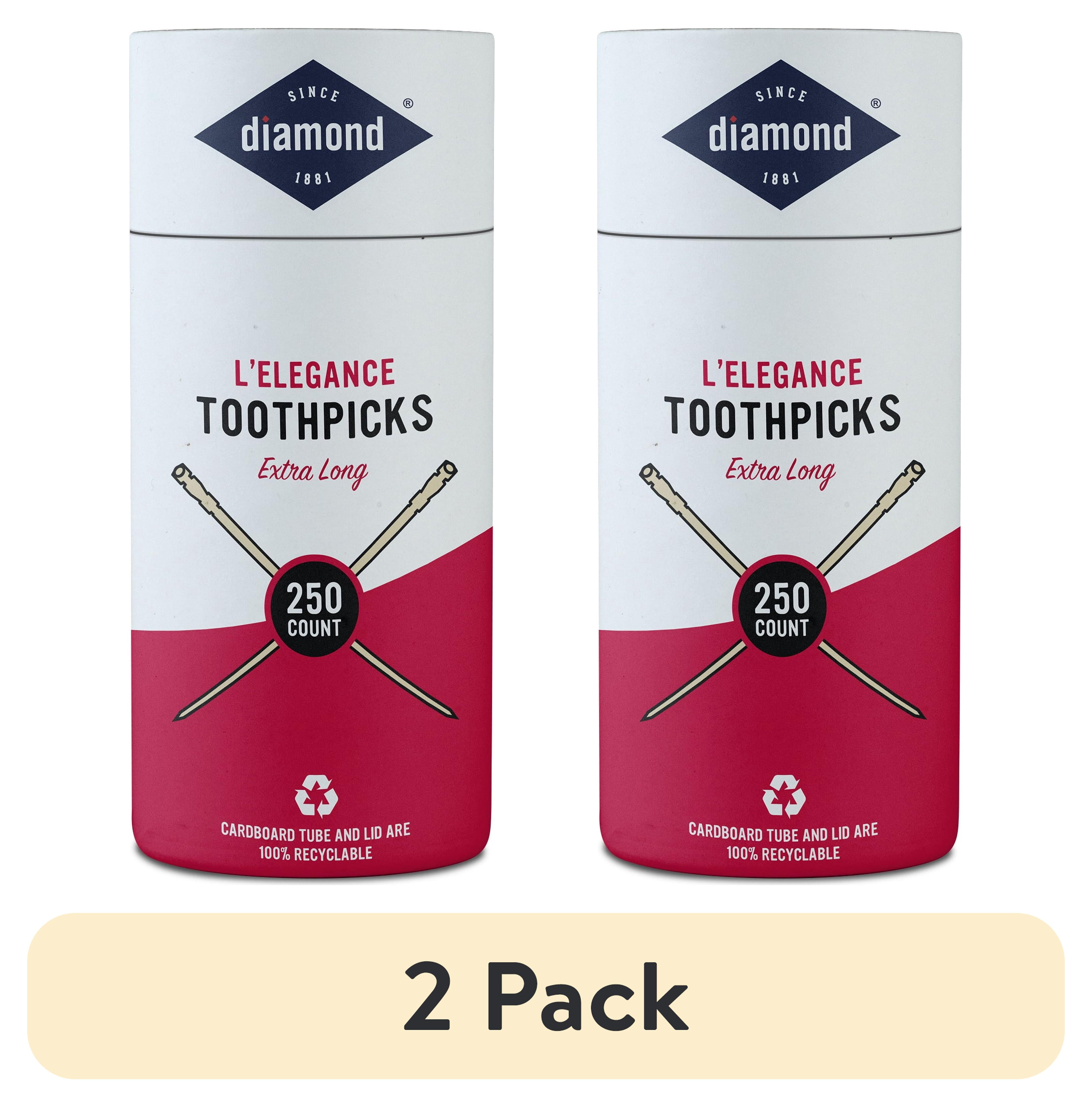 (2 pack) Diamond L'Elegance Extra Long Toothpicks 250 Count