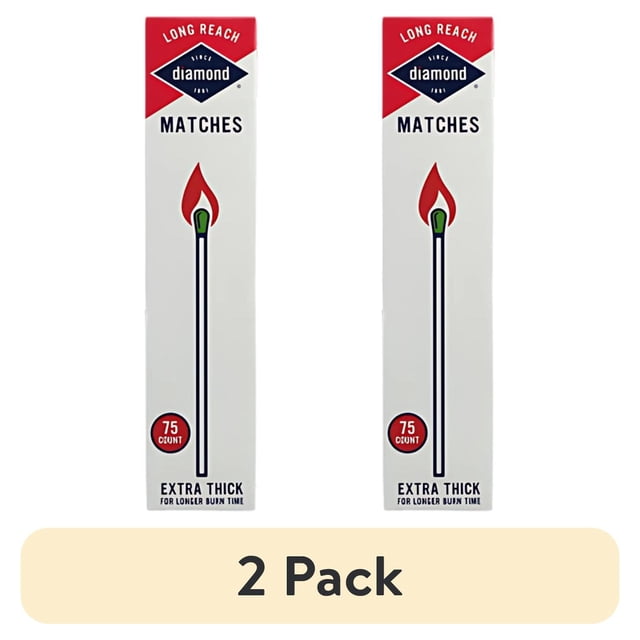 (2 pack) Diamond® Long Reach Matches, Large Strike On Box Matches, 75 ...