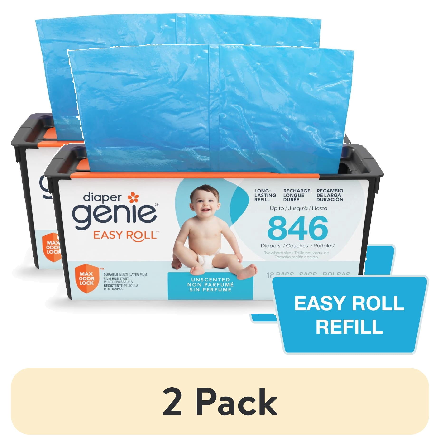 2 pack) Diaper Genie Diaper Pail Easy Roll Refill with 18 Bags