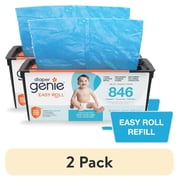 2 pack Diaper Genie Diaper Pail Easy Roll Refill with 18 Bags, Holds up to 846 Newborn Diapers