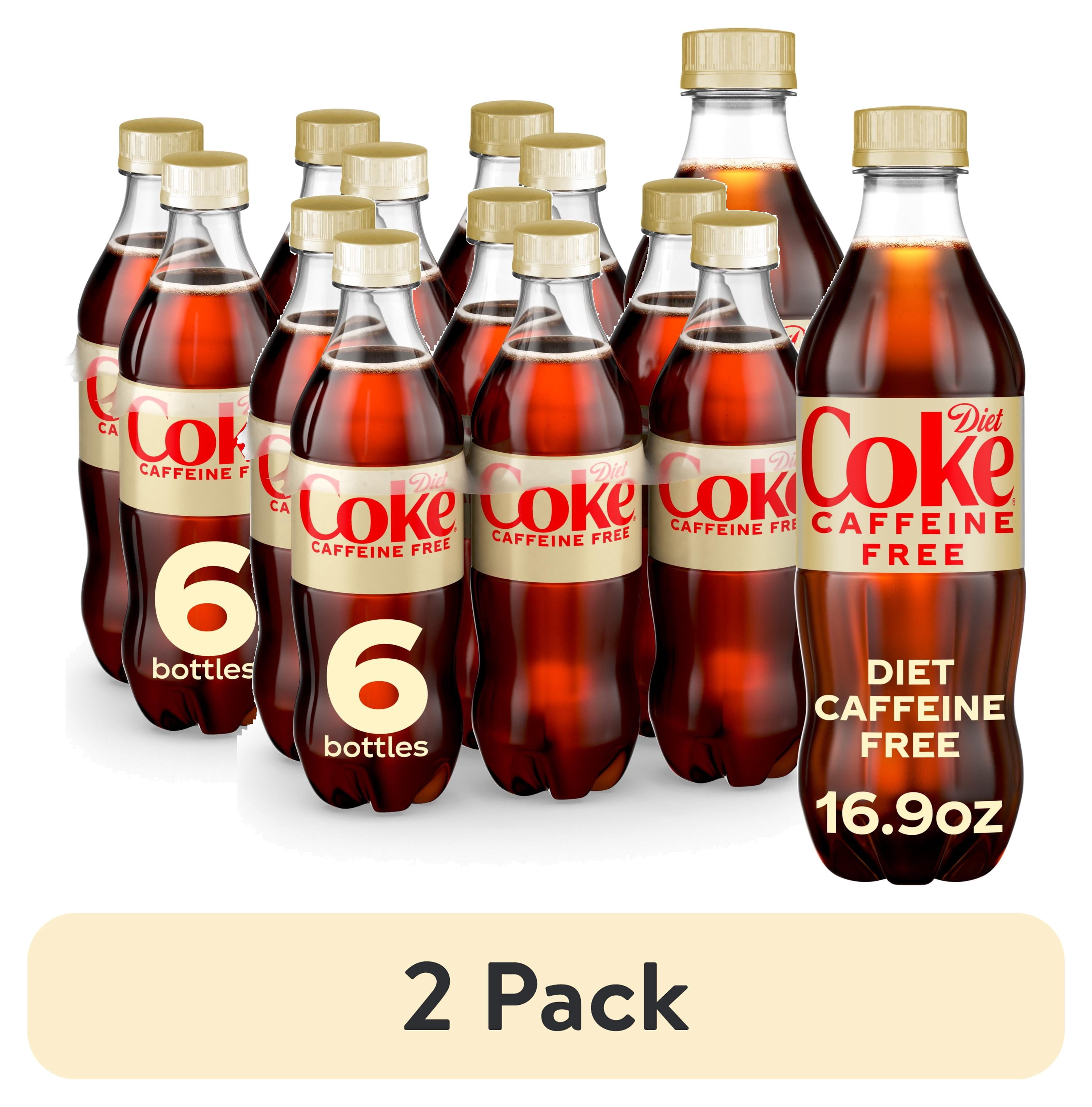 (2 pack) Diet Coke Caffeine-Free Soda Pop Bottles, 16.9 fl oz, 6 Pack